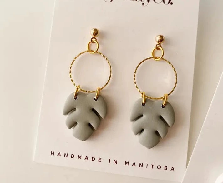 Leaf Clay Dangle Earrings